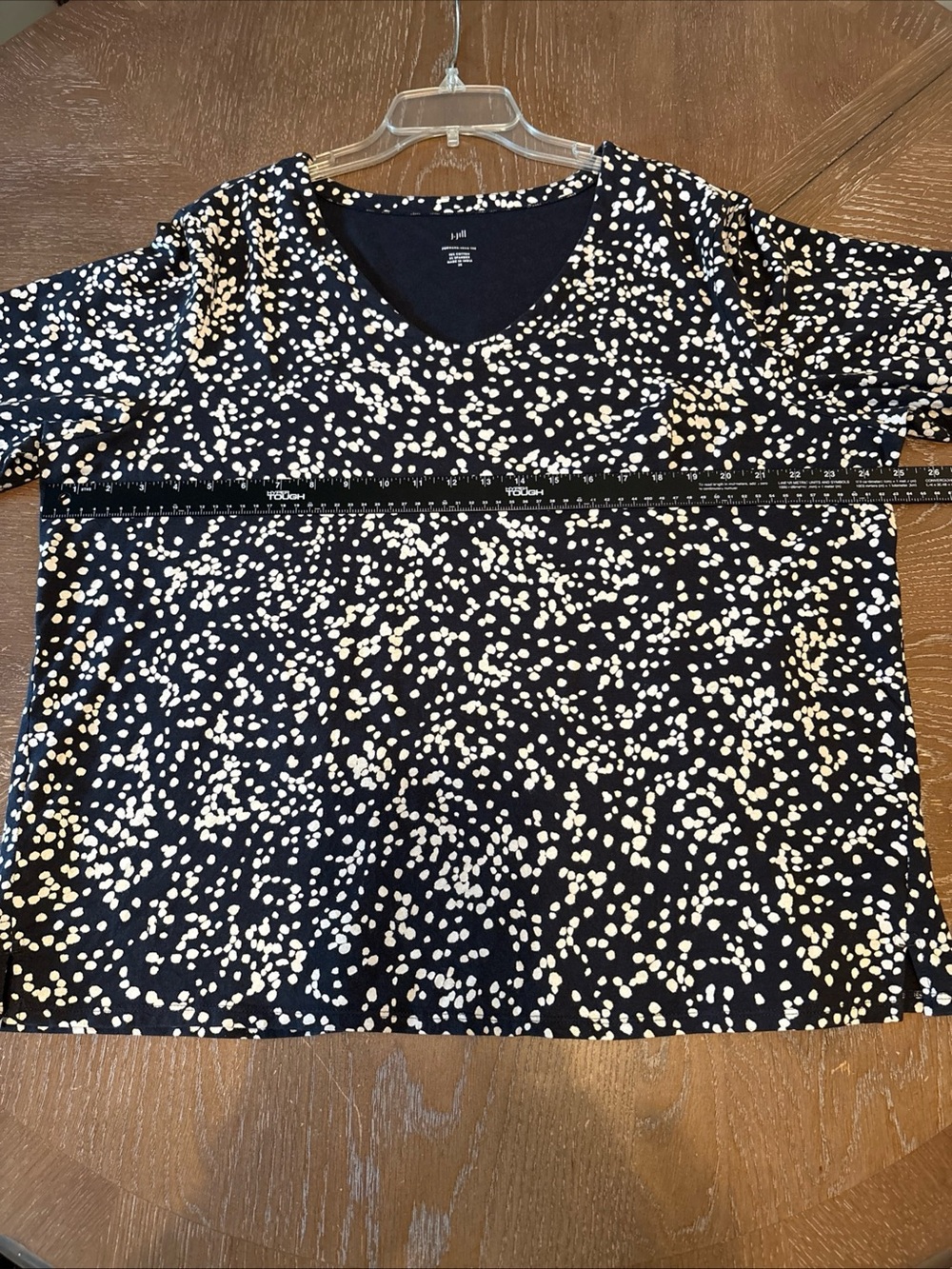 J. Jill Black and White Speckled V-Neck Long Sleeve Top - Picture 4 of 5